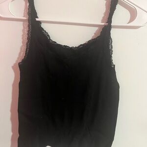 Black Lace Trim Tank Top